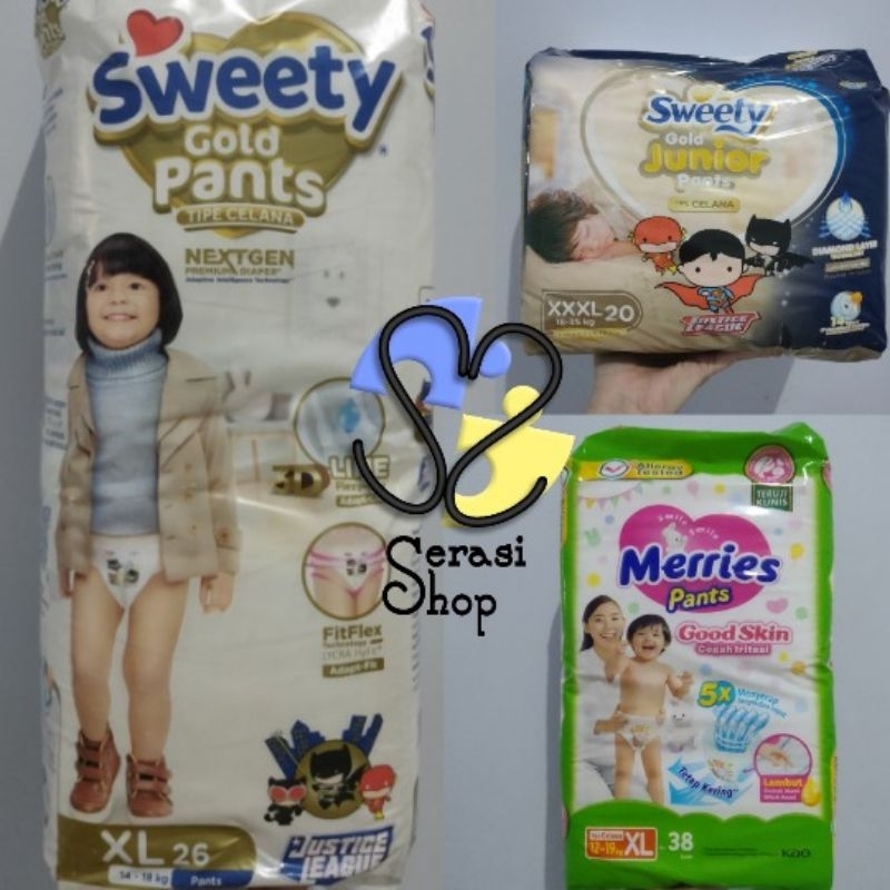 Sweety Gold XL 26 / Sweety Gold XXXL 20 / Merries pants XL 38