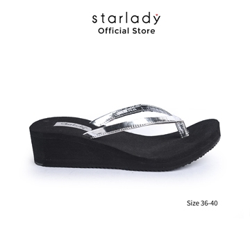 Starlady Sandal Wedges Wanita casual Damara Pewter Black Silver
