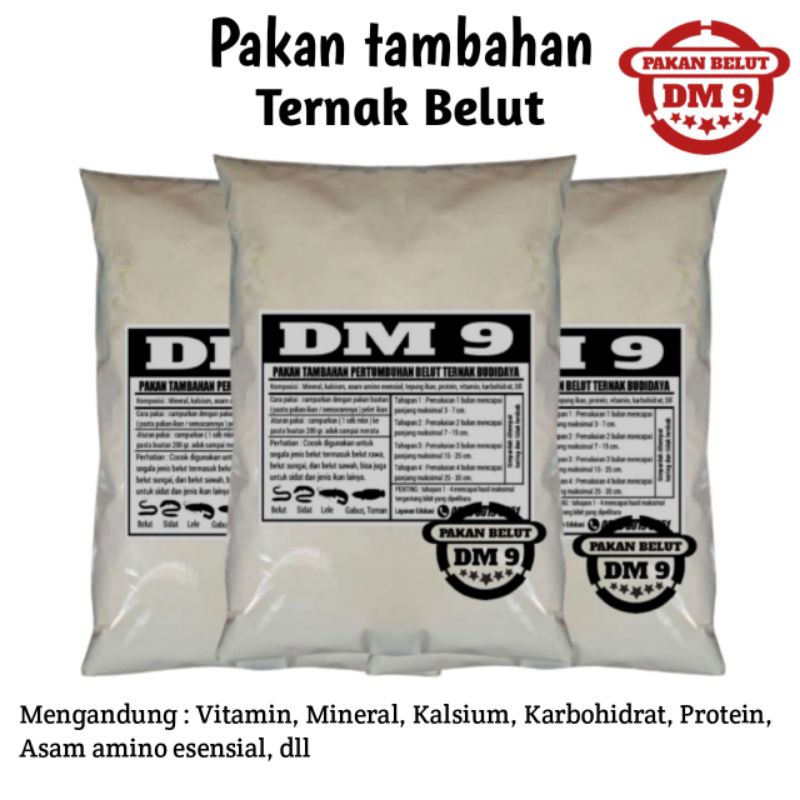 suplemen,vitamin, pakan campuran ternak bibit belut budidaya DM 9 ukuran 1 kg