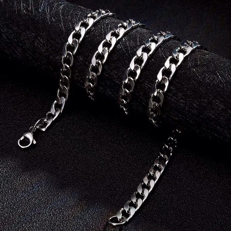 KALUNG TITANIUM RANTAI PRIA SILVER ANTI KARAT