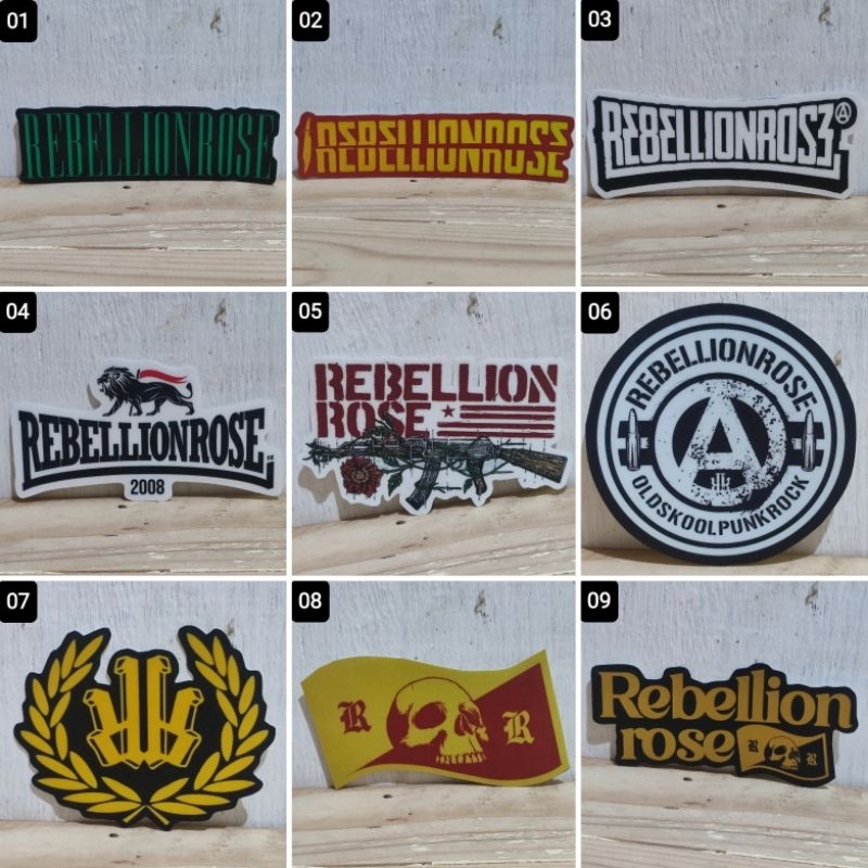 Stiker REBELLION ROSE (Bahan Vinyl) Old-Skool Punk Rock Part. 1