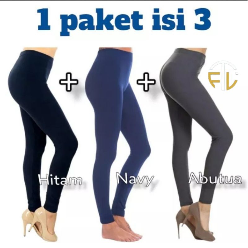 PAKET HEMAT ISI 3 PCS Celana Legging Bahan Kaos Rayon Legging Panjang Kaos Rayon