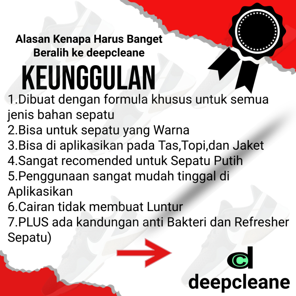 Deepcleane Cairan Pembersih Sepatu Tinggal Semprot Shoes Cleaner Pembersih Sepatu Sabun Sepatu Unyellowing Shoes