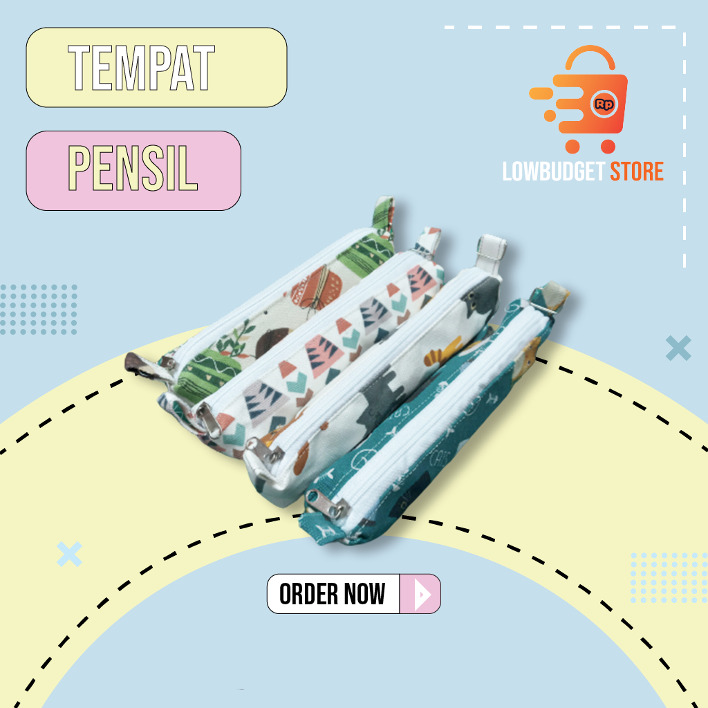 

Tempat pensil motif bentuk persegi panjang bahan kanvas