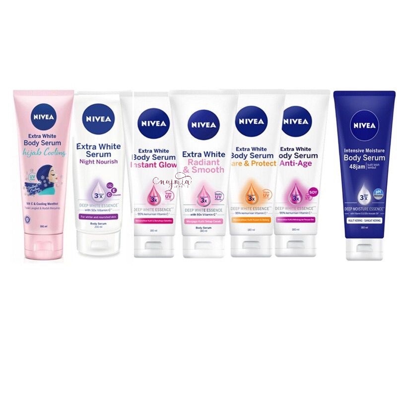 NIVEA Body Serum Extra White Bright || Care and Protect 70mL 180mL || Anti Age || Radiant and Smooth || Instant Glow || Night || Hijab || Body Lotion Original BPOM