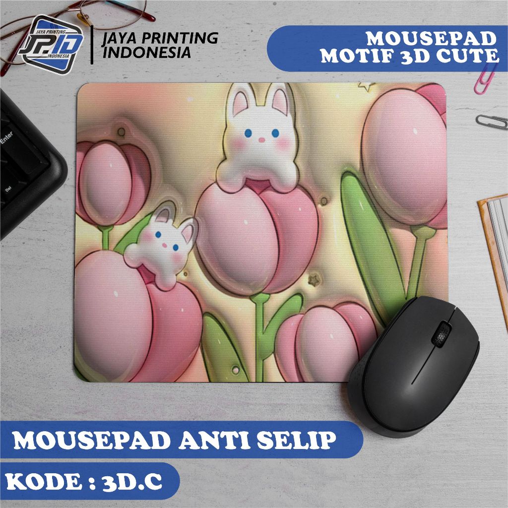JPID MousePad 3D Cute- Alas Mouse Pad Karakter Motif 3D Dan Motif Aeshtetic Anti Slip