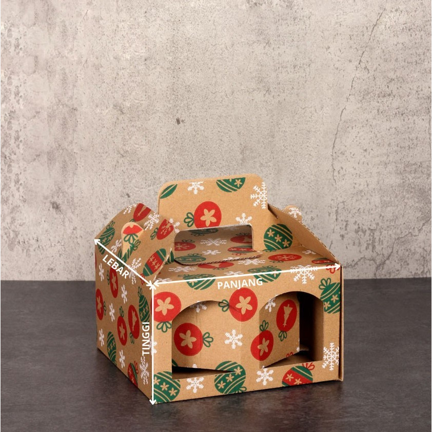 

(Isi 10pcs) Kardus Tenteng Die Cut Gable Box Isi 4 Toples Jar 500ml Box Hampers Bingkisan Natal dan Lebaran