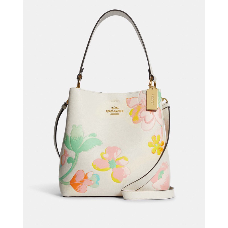 [ORIGINAL 100%] Coach C8609 Town Bucket Bag With Dremy Land Floral Frint