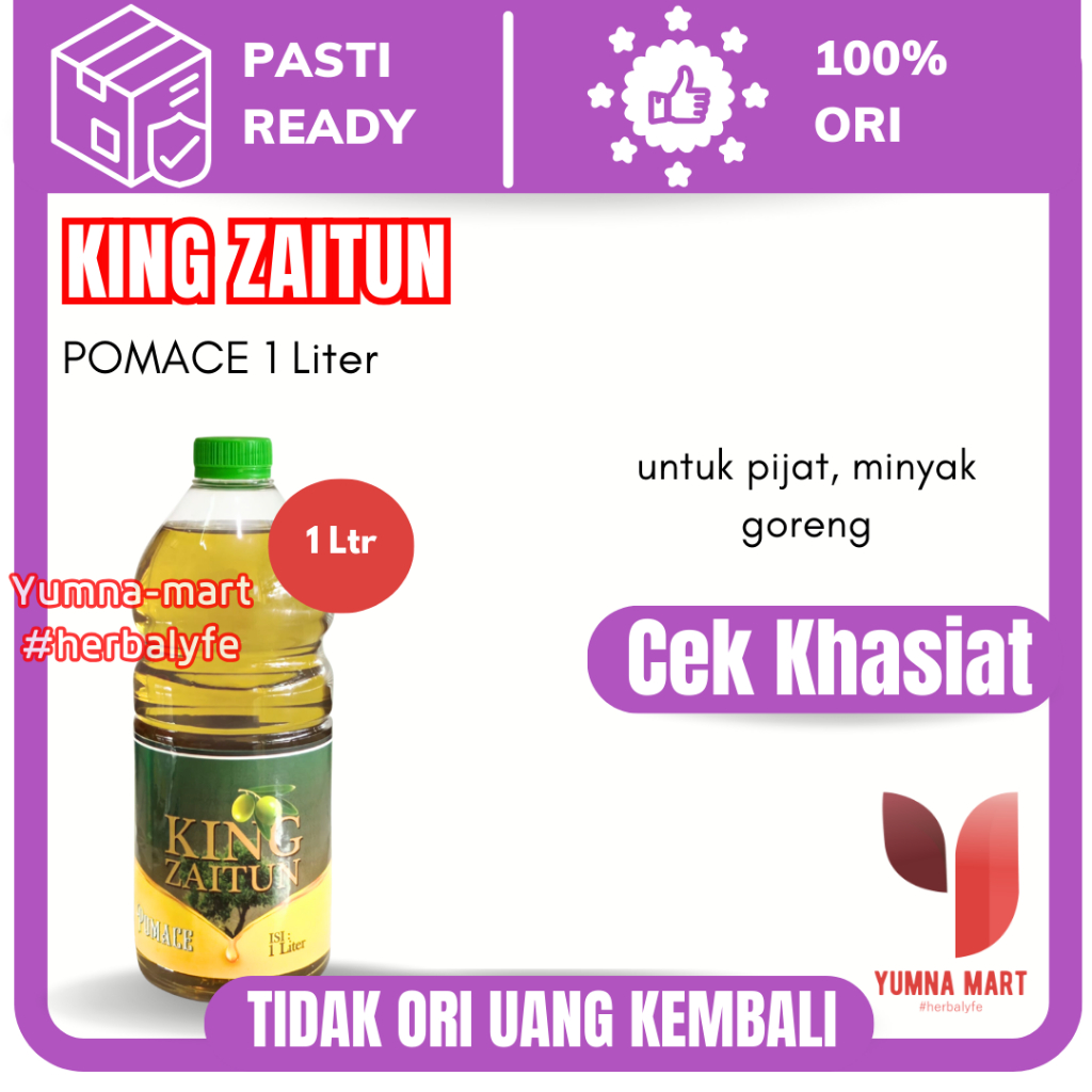 

POMACE 1L - Minyak Zaitun KING ZAITUN 1 Liter Pengganti Minyak Goreng Lebih Sehat Syifa Herbal