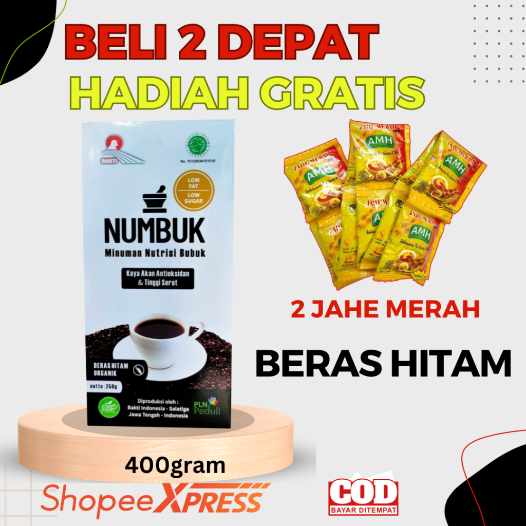 

NUMBUK 400gram BELI 2 DEPAT BONUS MINUMAN NUTRISI BUBUK SARI BERAS HITAM MURNI LOKAL - WITH GULA JAWA