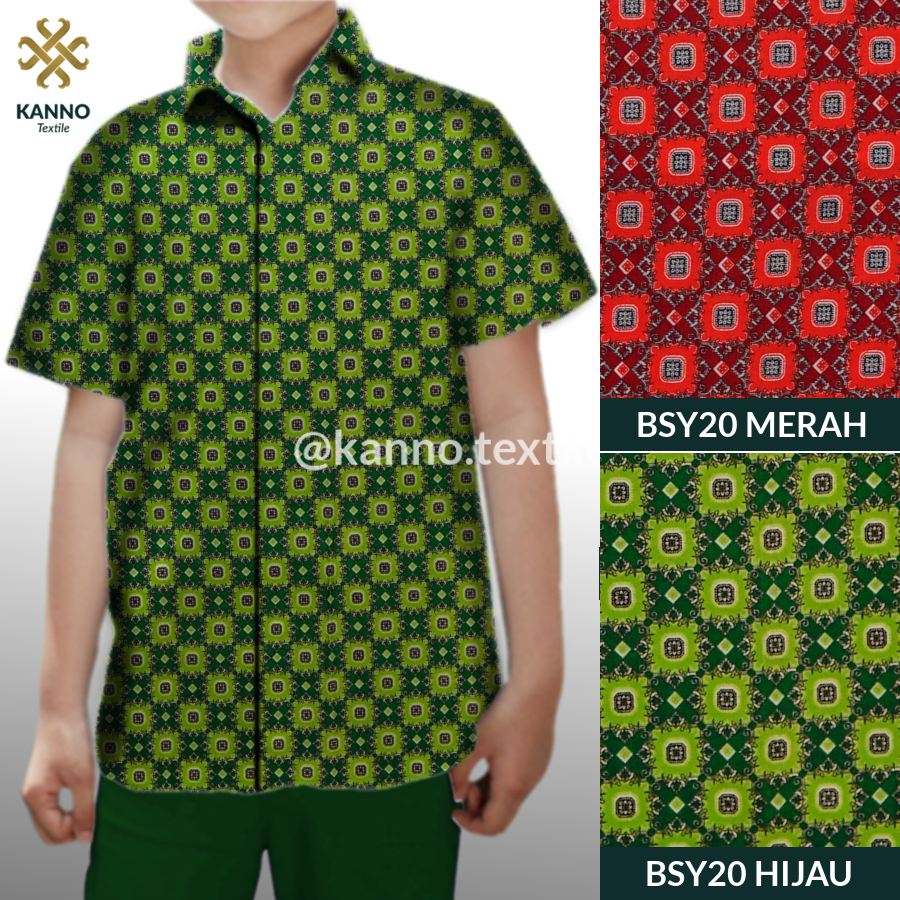 KAIN BATIK SERAGAM SEKOLAH SD SMP SMA BAHAN BSY SANWOS BSY20 WARNA MERAH/HIJAU