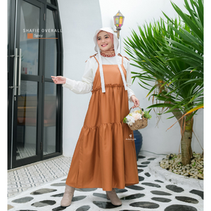 SUKAHIJAB -  Shafie Overall Wanita Jumbo Polos Terbaru Bahan Katun Toyobo Midi Dress Remaja