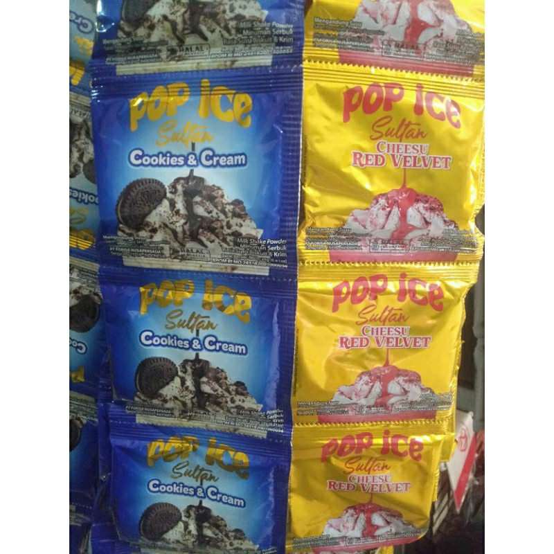 

POP ICE SULTAN RED VELVET / POP ICE COOKIES CREAM ( 1renceng 10pcs)