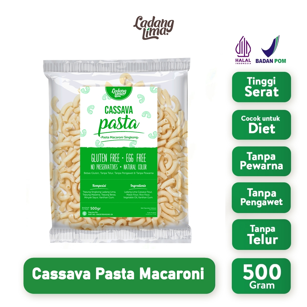 

Pasta Macaroni 500g - Ladang Lima Gluten Free Pasta Instan Sehat Premium (Tanpa Bumbu)