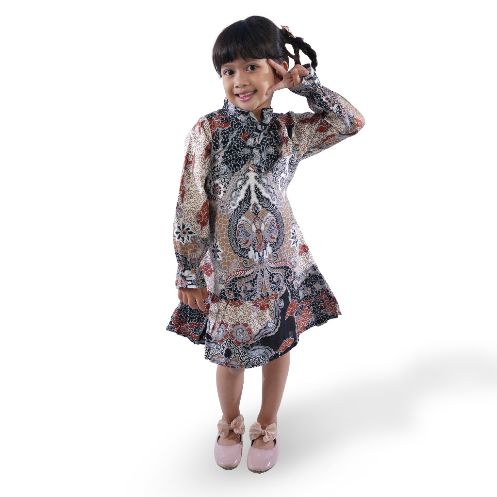 BATIK TRUSMI Dress Batik Anak Motif Kombinasi Sawat