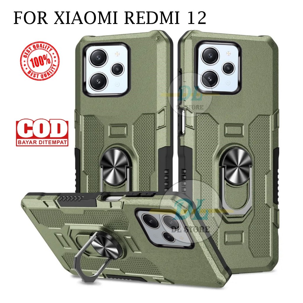 Casing Untuk Xiaomi Redmi 12 Hard Case Ring Armor Robot Case Kickstand Hybrid/Ring Holder
