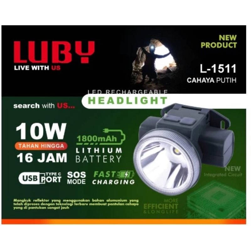 LUBY SENTER KEPALA / LUBY L2871 / LUBY L1511 / DIMMER / SENTER KEPALA 10W / SENTER KEPALA 7JAM