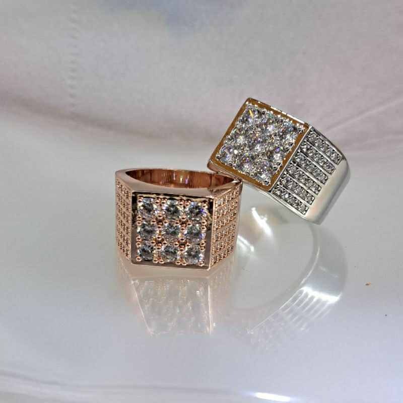 Cincin Pria Berlian Titanium Vier Lapis Emas Anti Karat (09)