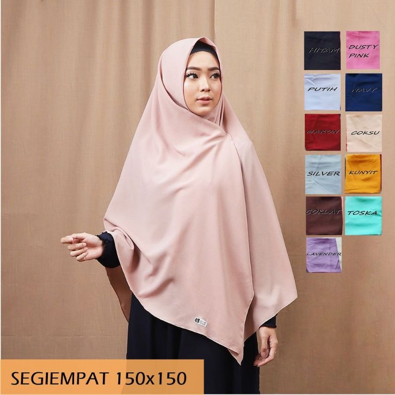 Jilbab Segi Empat Syar'i Jumbo 150 x 150 cm Bahan Diamond   Hijab segi empat jumbo 150 x 150