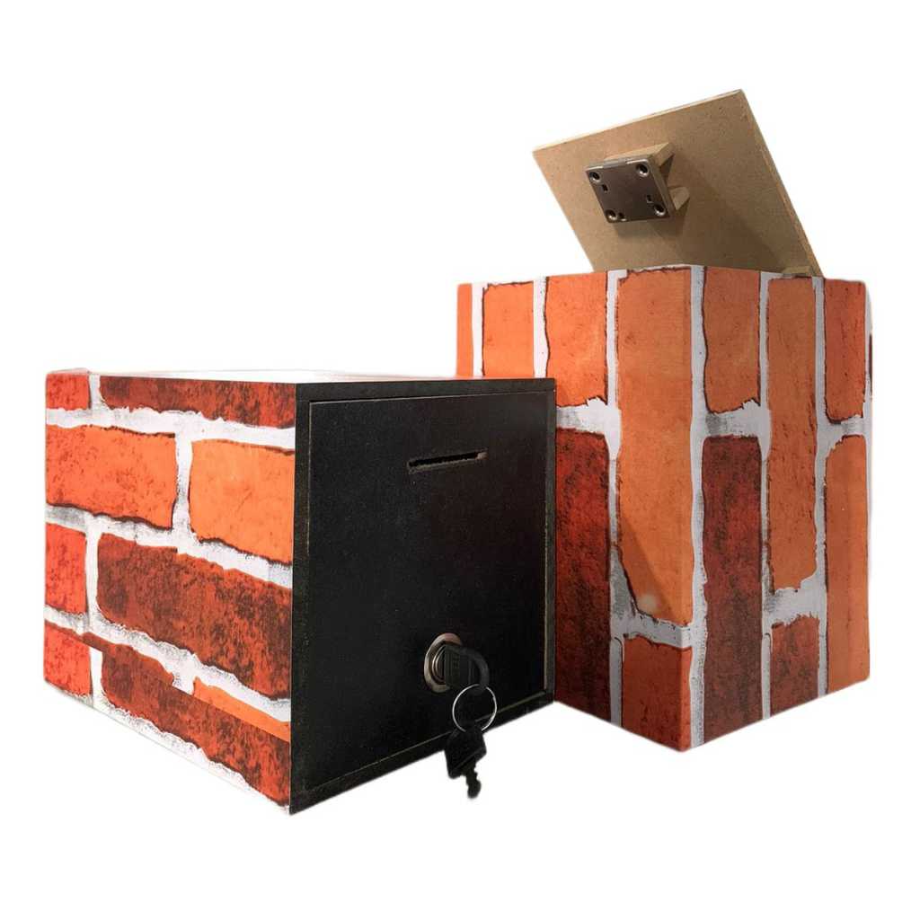 Celengan Kunci Gembok Celengan Kayu Unik extra large motif bata merah