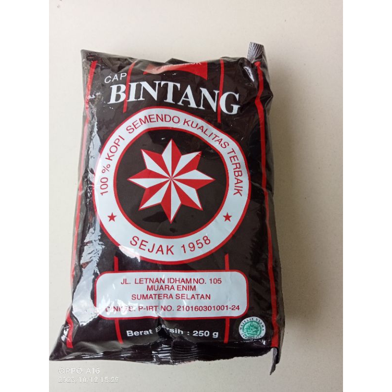 

Kopi bubuk Cap Bintang SEMENDO berat 250gm