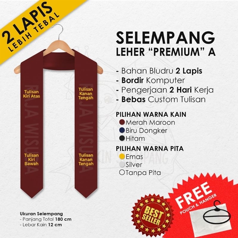 Selempang Wisuda Leher Bludru Premium A