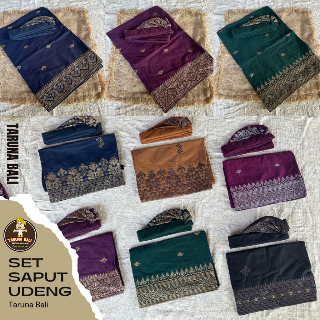 Saput Udeng Bordir | Saput Bali Bordir Murah | Set Saput Udeng Katun Songket Bordir Premium
