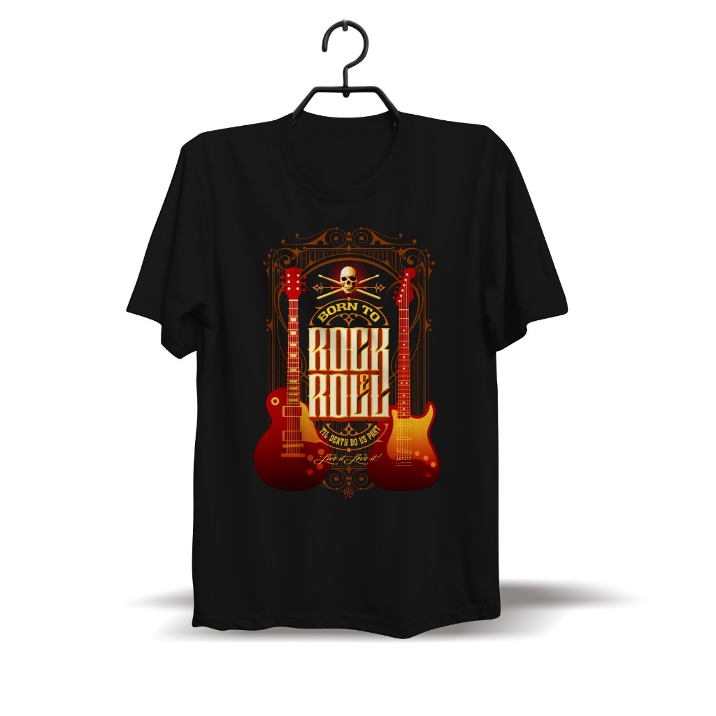 KAOS PRIA MURAH SABLON DTG DESAIN ROCK N ROLL
