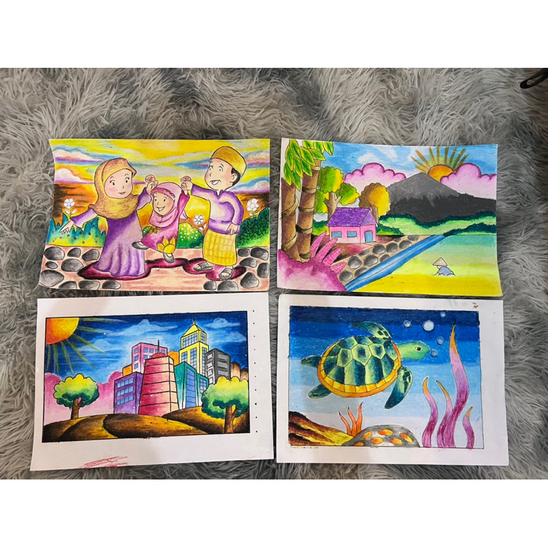 hasil warnaan anak SD gambaran lukisan anak