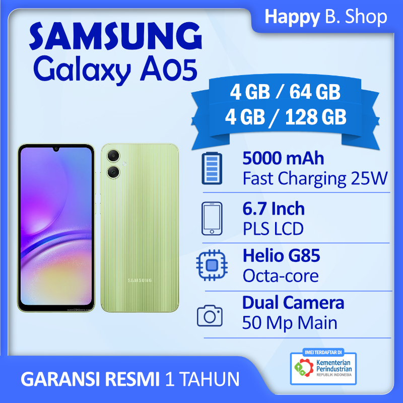 Samsung A05 - 4/64  - 4/128 - 6/128  Resmi Indonesia FREE CHARGER