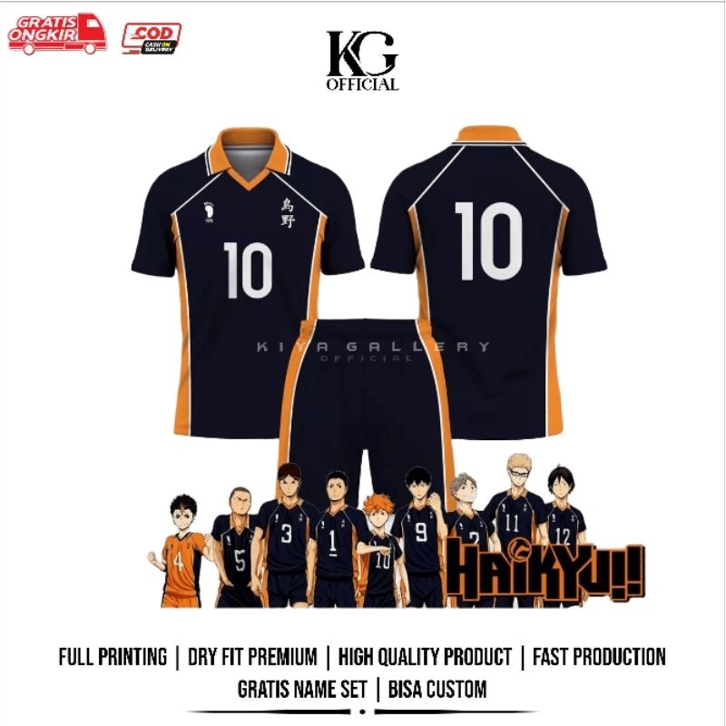Jersey Futsal & Football Motif Anime Haikyu Karasuno Full Printing