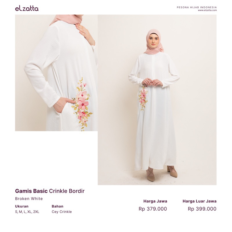 Gamis basic crinckle bordir gamis elzatta