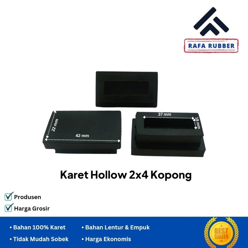 Karet hollow 4x2/2x4/kopong/karet kaki meja/kursi/besi
