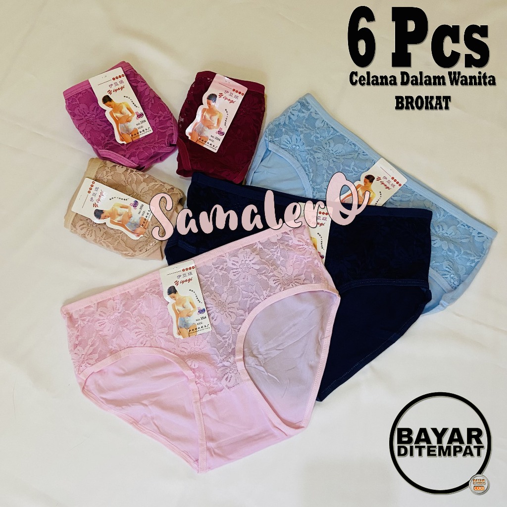 6 Pcs Celana Dalam Wanita Brokat / Celana Dalam Wanita Renda / Pakaian Dalam Wanita / Celana Dalam W