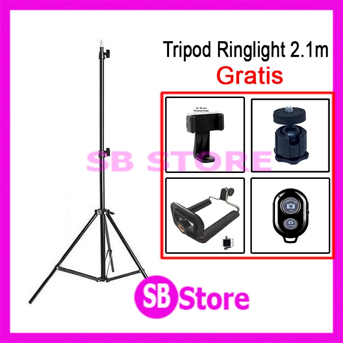 Tripod 2 Meter / Tripod HP 2M - Tripod Kamera Free Holder U dan Remote Hp bluetooth Tripod Ringlight