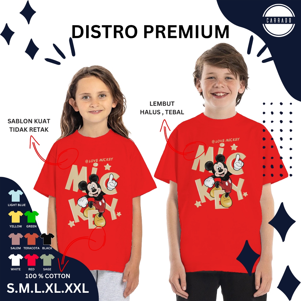 Kaos Mickey Mouse Anak Lucu Baju Tshirt Atasan Couple Anak Dewasa Disney Laki Laki Umur 1 12 Tahun L