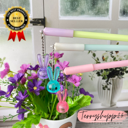 

Pulpen Gel Gantungan Kepala Kelinci Bening Pen Gel Rabbit Head PG1011 Bisa COD