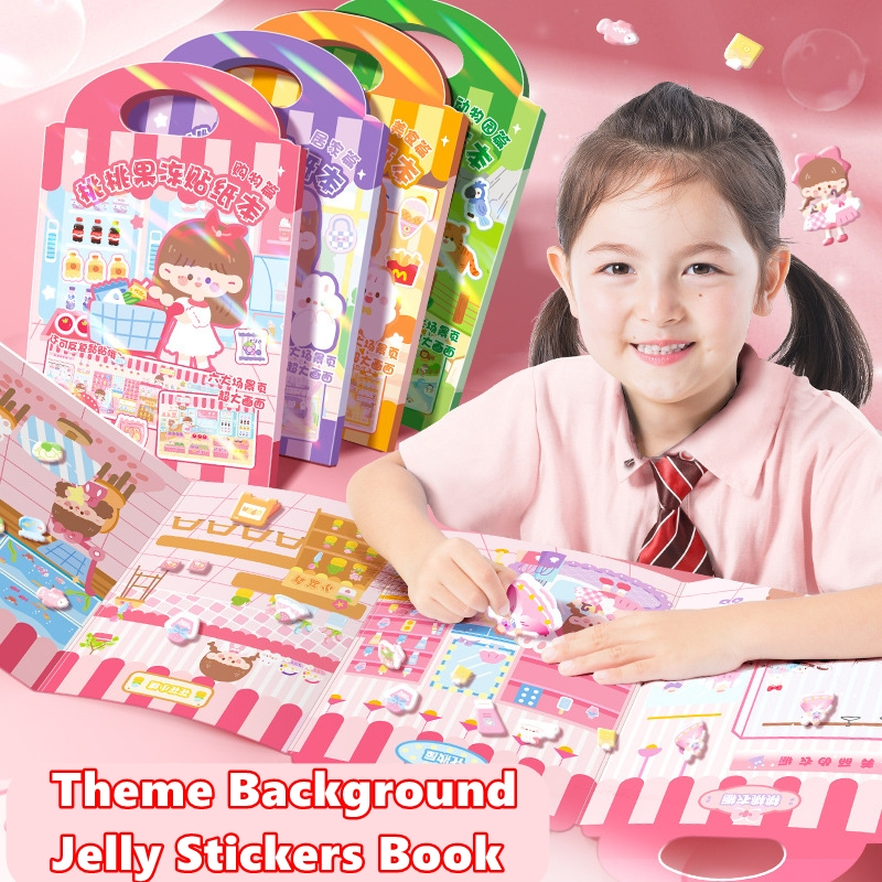 

[ORGM] Mainan DIY Tempel Buku Stickers Tema 6 Background Peach Girl Jelly Stickers Tenteng