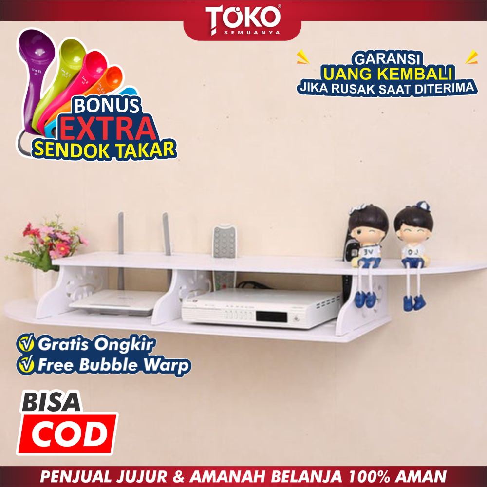 TS | Rak Tempat Router Wifi + Remote Rak Tembok Bawah TV Gantung Tempel DVD 2 Layer 1212