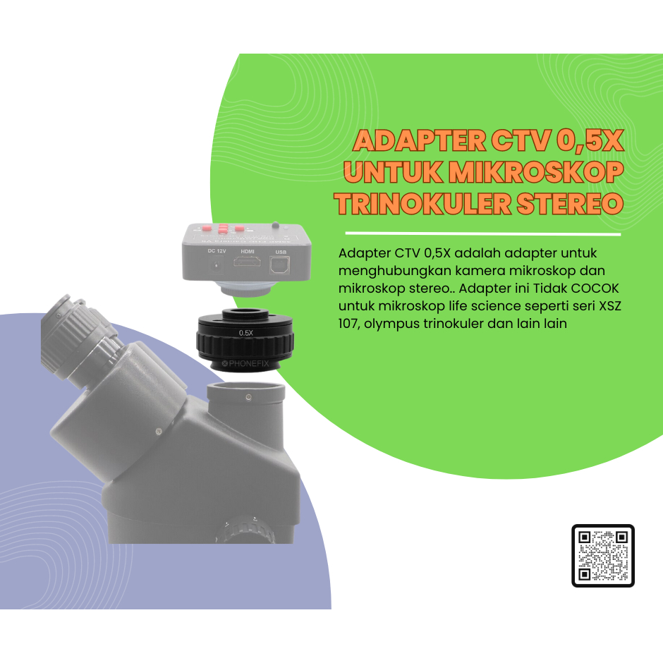 Adapter CTV 0,5X Untuk Mikroskop Trinokuler Stereo