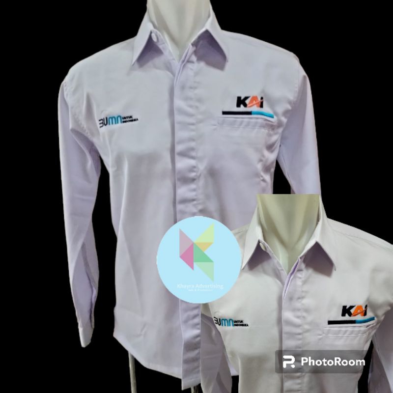 kemeja BUMN KAI seragam BUMN KAI putih lengan panjang