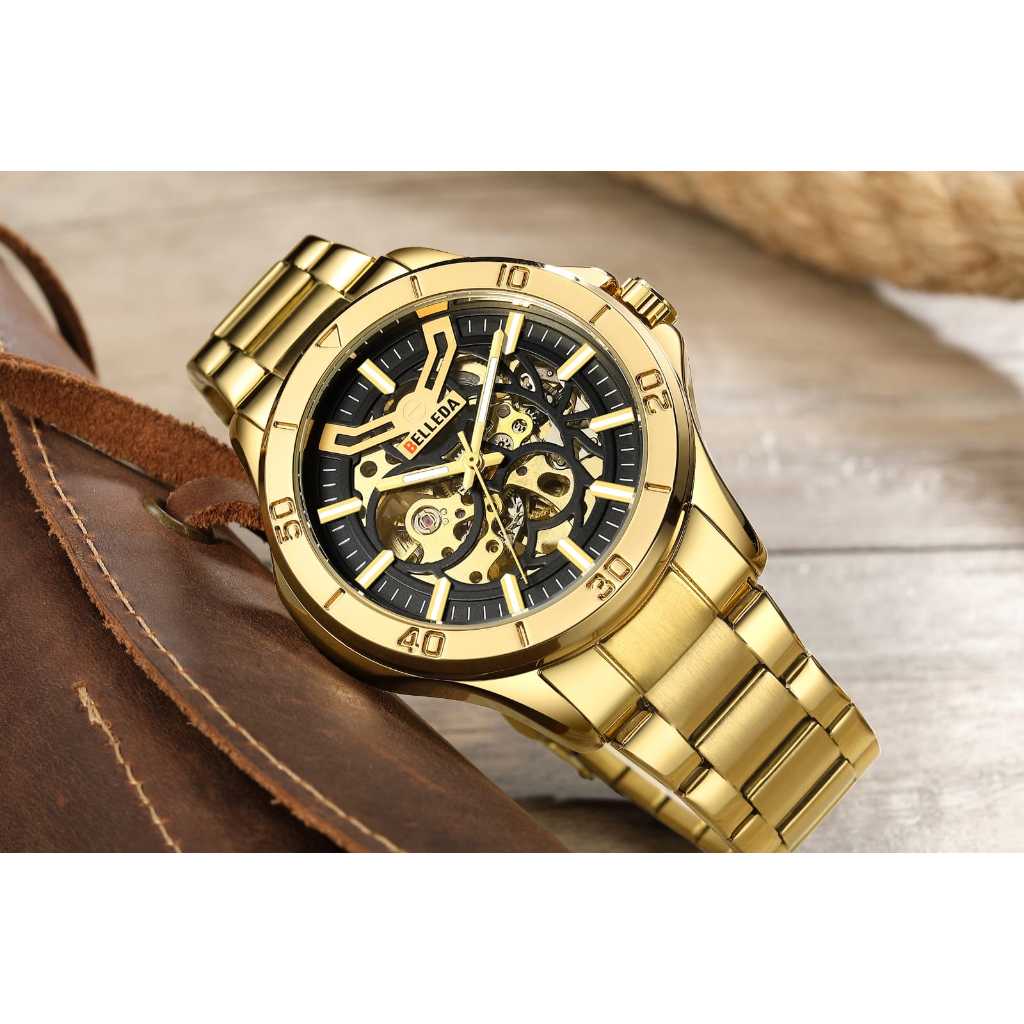 Buy 1 Get 1 Jam Tangan Pria BELLEDA 9482 Rantai Otomatis Mekanik