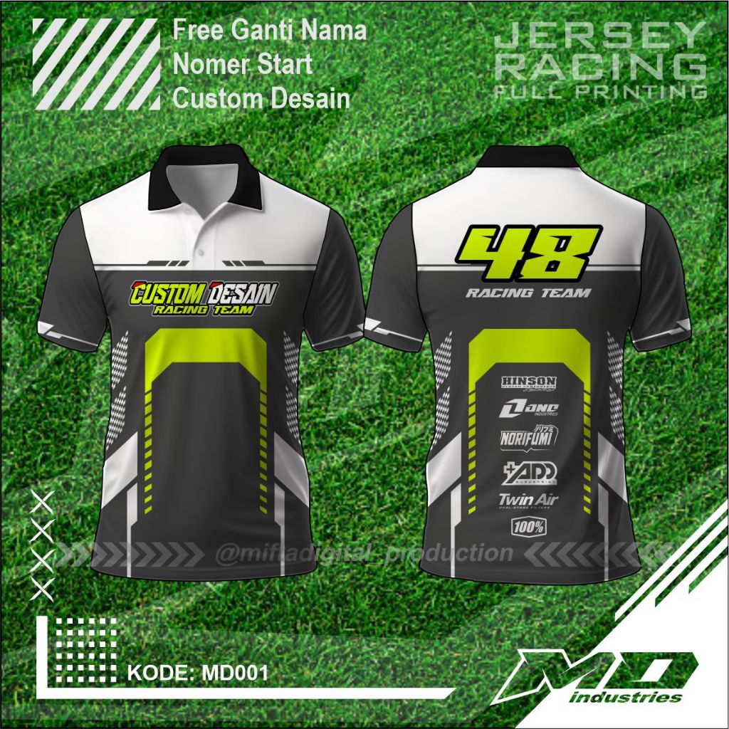 Jersey Racing Simple Keren ( Custom Nama - Nomer ) - Baju Balap Printing
