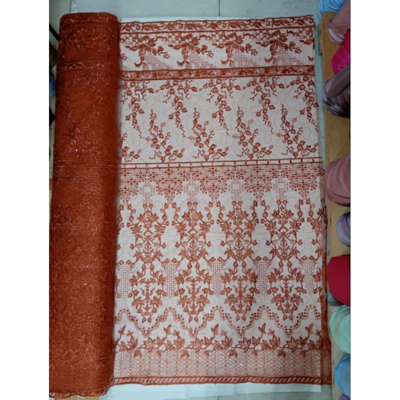 Kain/bahan tile bordir elisab Payet/tile sapto payet