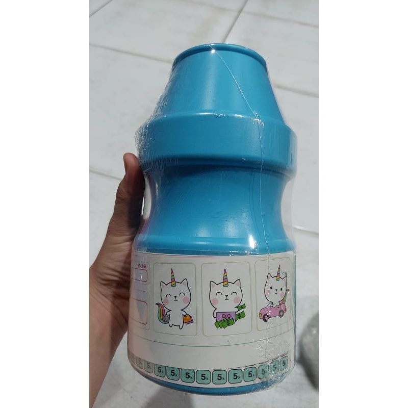 Celengan Yogurt / Celengan Stiker Target / Celengan Plastik Murah & Lucu
