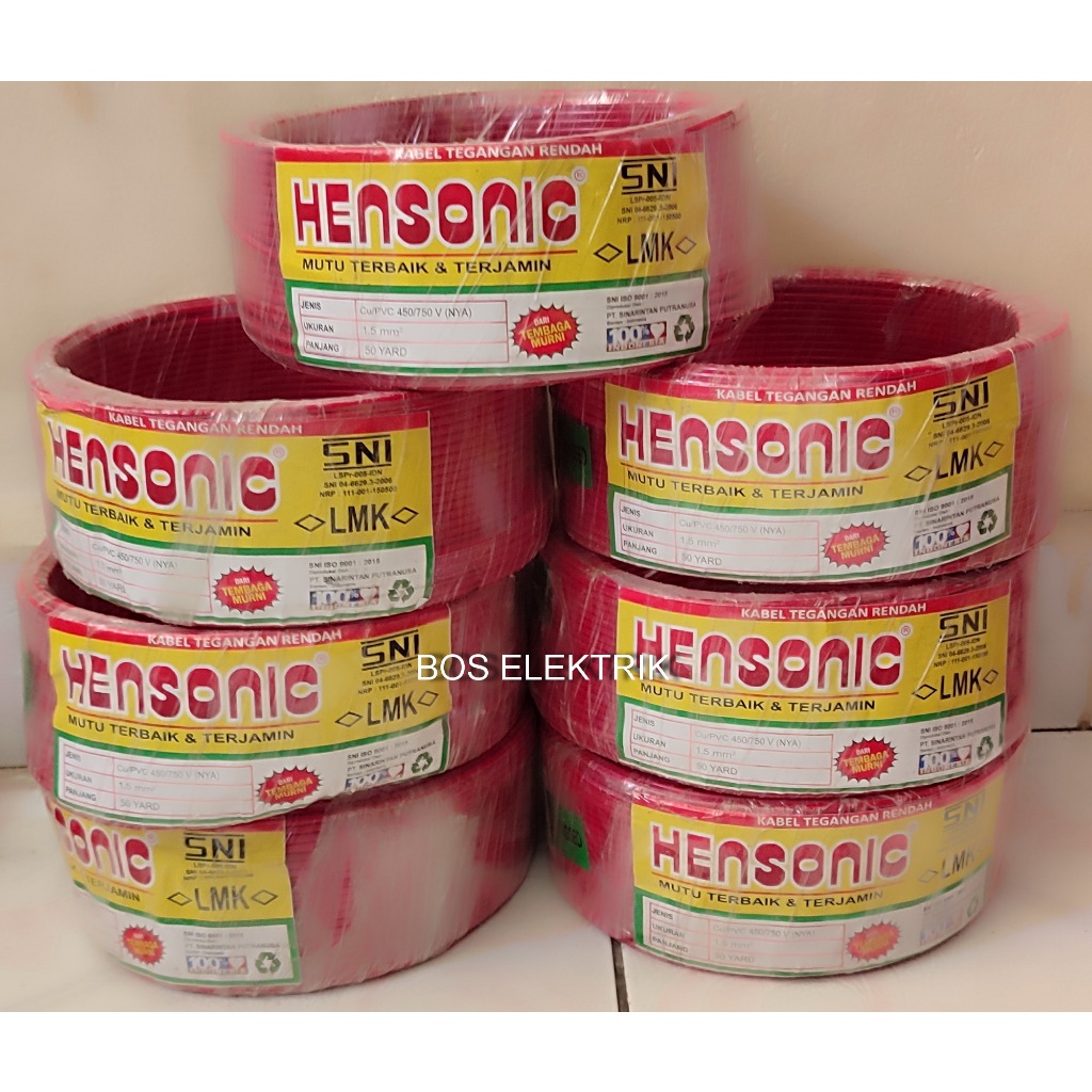 Kabel Listrik Tunggal NYA 1 x 1,5mm HENSONIC 50 Yard