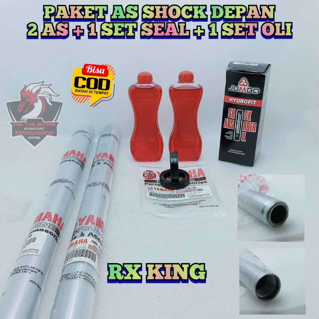 Paket As Shock 2 AS + 1 SET SEAL + 1 SET OLI Motor Yamaha RX King 135 Halu Halu Pipa BAtang Ass sok 