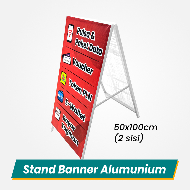 Stand Banner Alumunium Untuk Usaha Konter dan lainnya