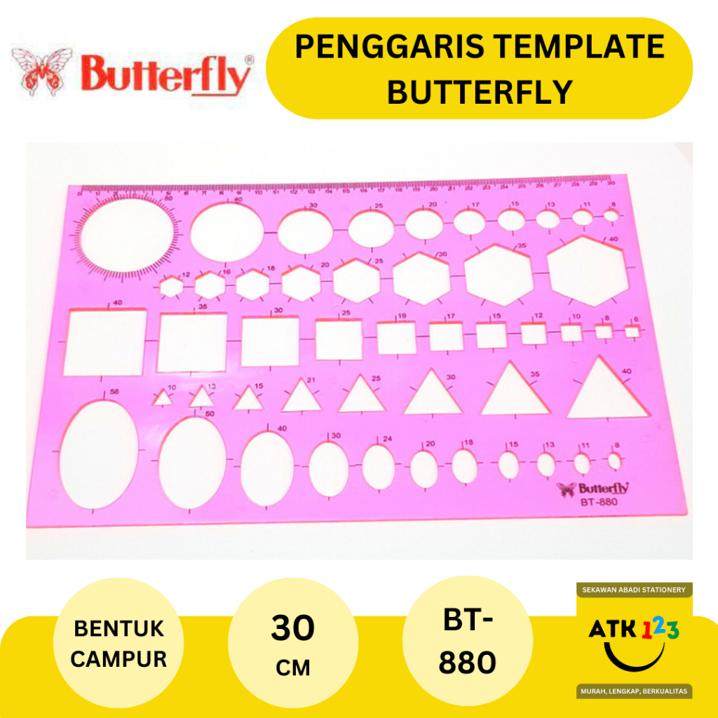 

Penggaris Template Lingkaran Kotak dll Merk Butterfly No. BT-880