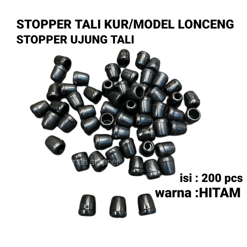 Stopper ujung tali jaket hoodie / stopper tali celana / stopper  Lonceng jambu Hitam(200pcs)